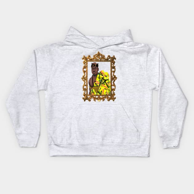 Black African King Melanin Kente Pattern Ghana Pride Gift Kids Hoodie by Merchweaver